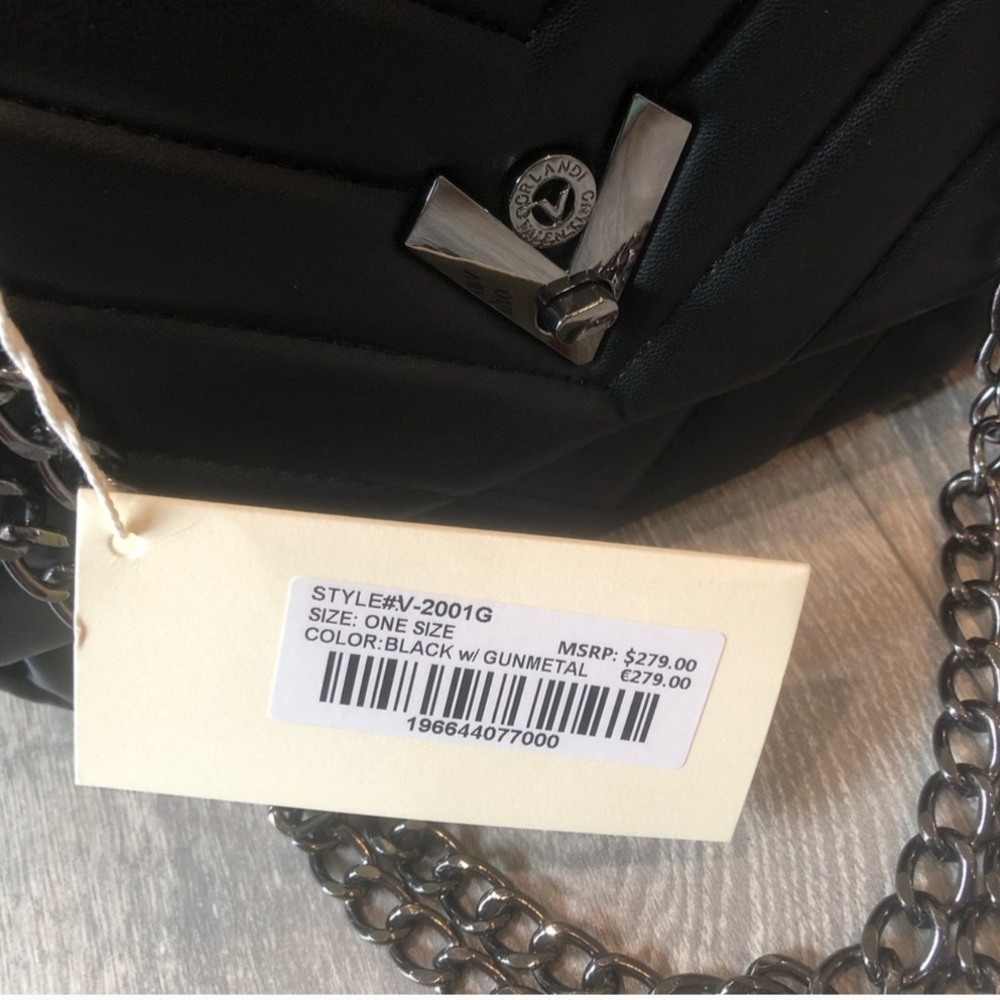NWT Valentino Orlandi Black Quilted Shoulder Bag MSRP $279.00 - Picture 8 of 8